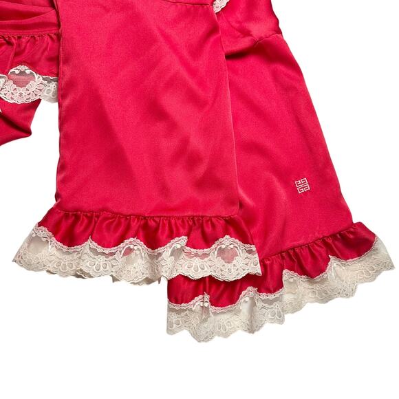 Givenchy Intimates | Women | Vtg 80s Red Satin Lace Slip Dress Robe Set | Small - Picture 13 of 16